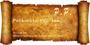 Petkovits Pálma névjegykártya
